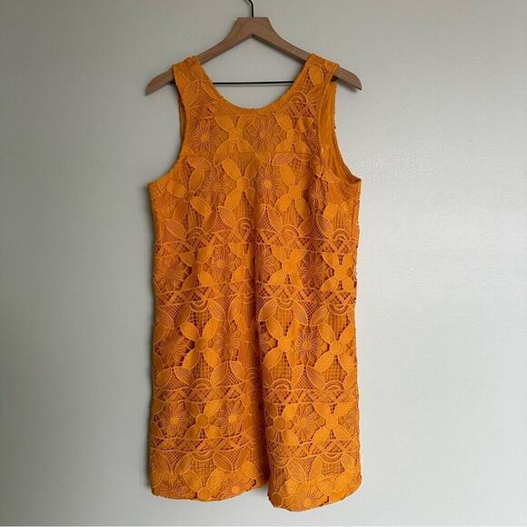 Anthropologie by Anthro Gold Lace Mini Shift Dress - Picture 2 of 7